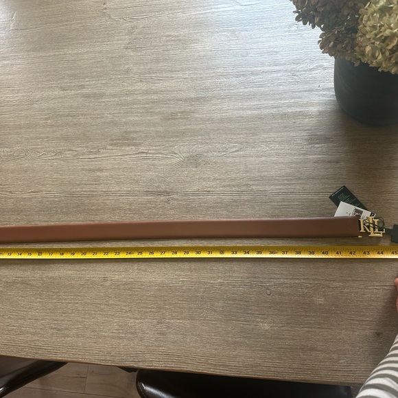 Ralph Lauren Leather Logo Women's Brown and Gold Belt - Picture 6 of 9
